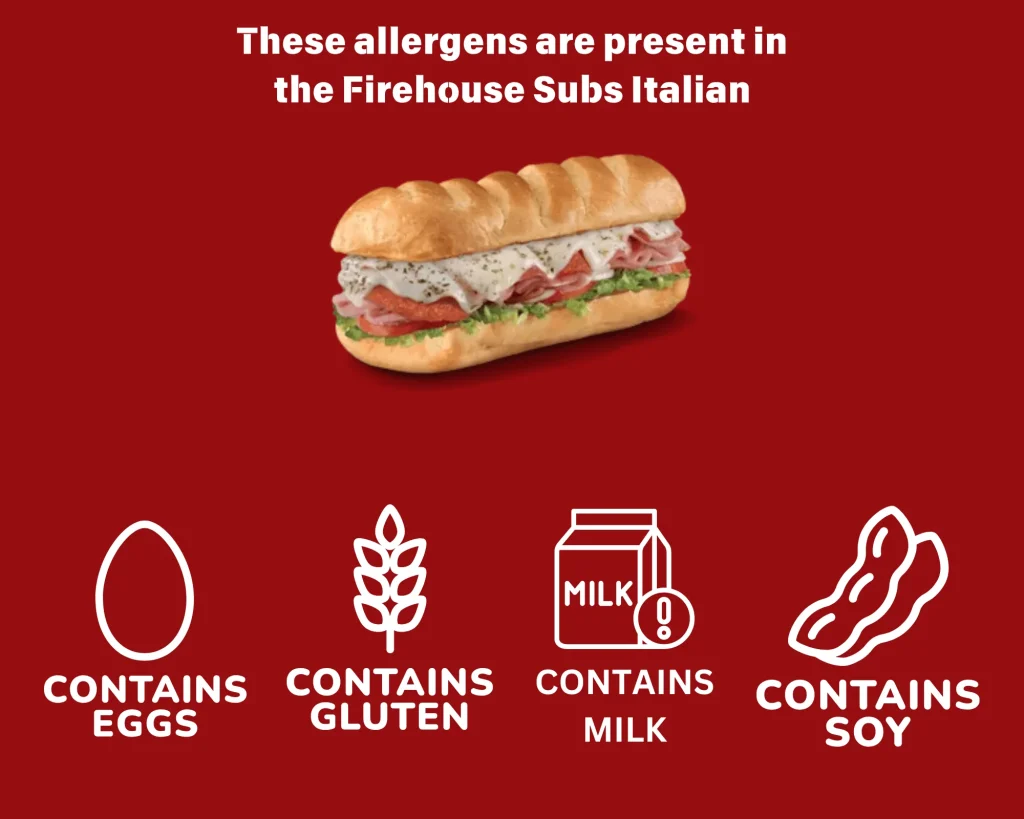 Firehouse italian sub allergen - infographic